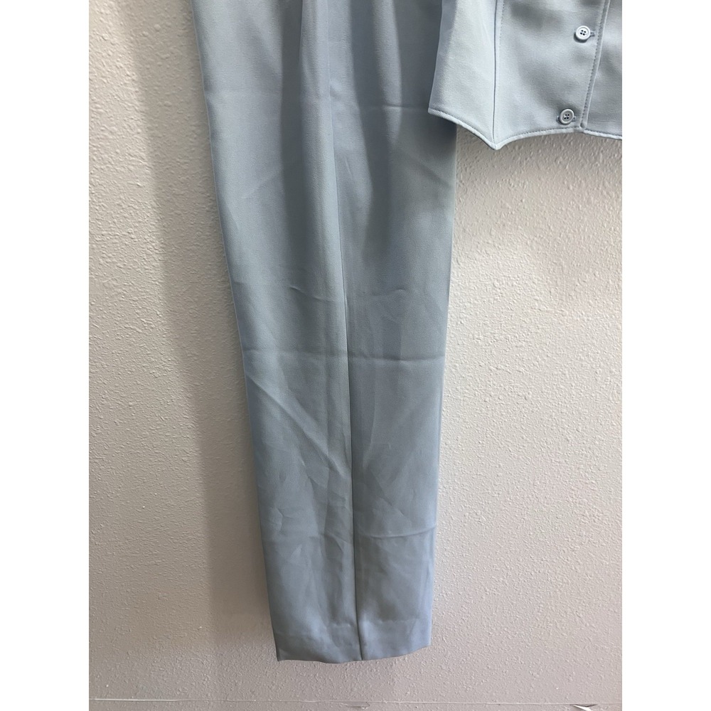 VTG 1970s Women's XS/S 2 Piece Set Powder Blue Button Up Vest & Wide Leg Pants - Picture 3 of 16